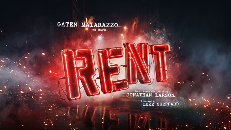 Watch the groundbreaking rock musical RENT return to London's West End this autumn in a bold new production, directed by Luke Sheppard, at the Duke of York's Theatre. Image courtesy of London Theatre Direct. This is official artwork promoting the return of the musical RENT. It shows the title written in large red neon letters against a smoky background.