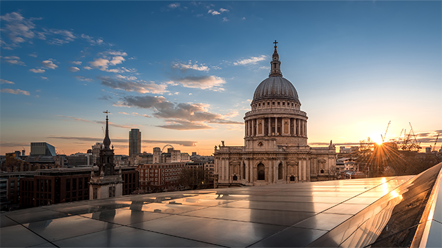 St Paul's Cathedral and its reflection at sunset