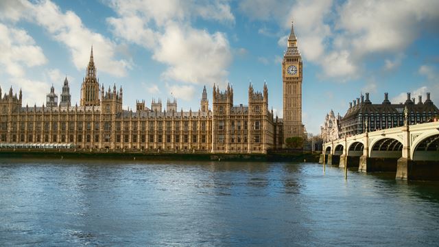 A view of Big Ben and the Houses of Parliament from the river Thames