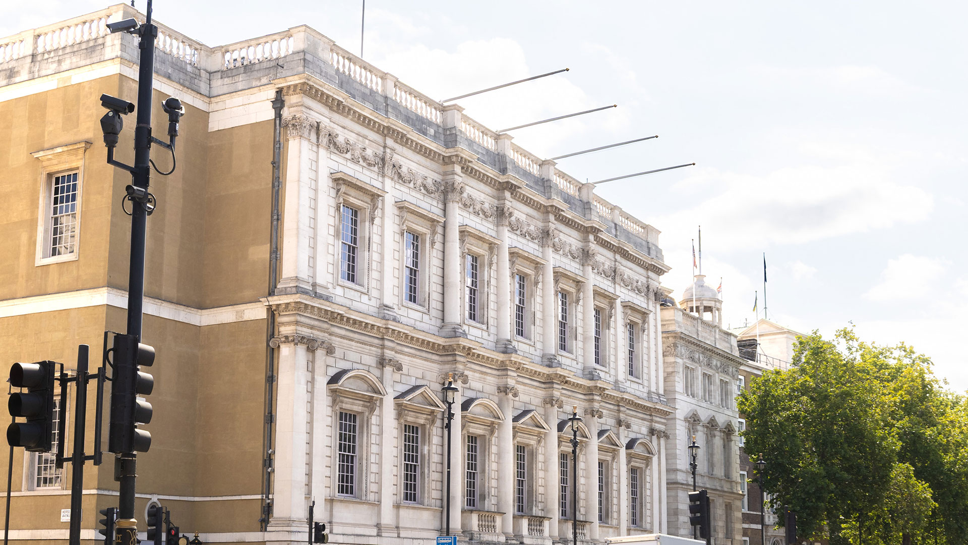 The Banqueting House on Whitehall, Westminster, is the last complete survivor of the lost Palace of Whitehall, once the principal residence of Tudor and Stuart monarchs © Historic Royal Palaces. Image courtesy of Historic Royal Palaces. The elegant white exterior of Banqueting House