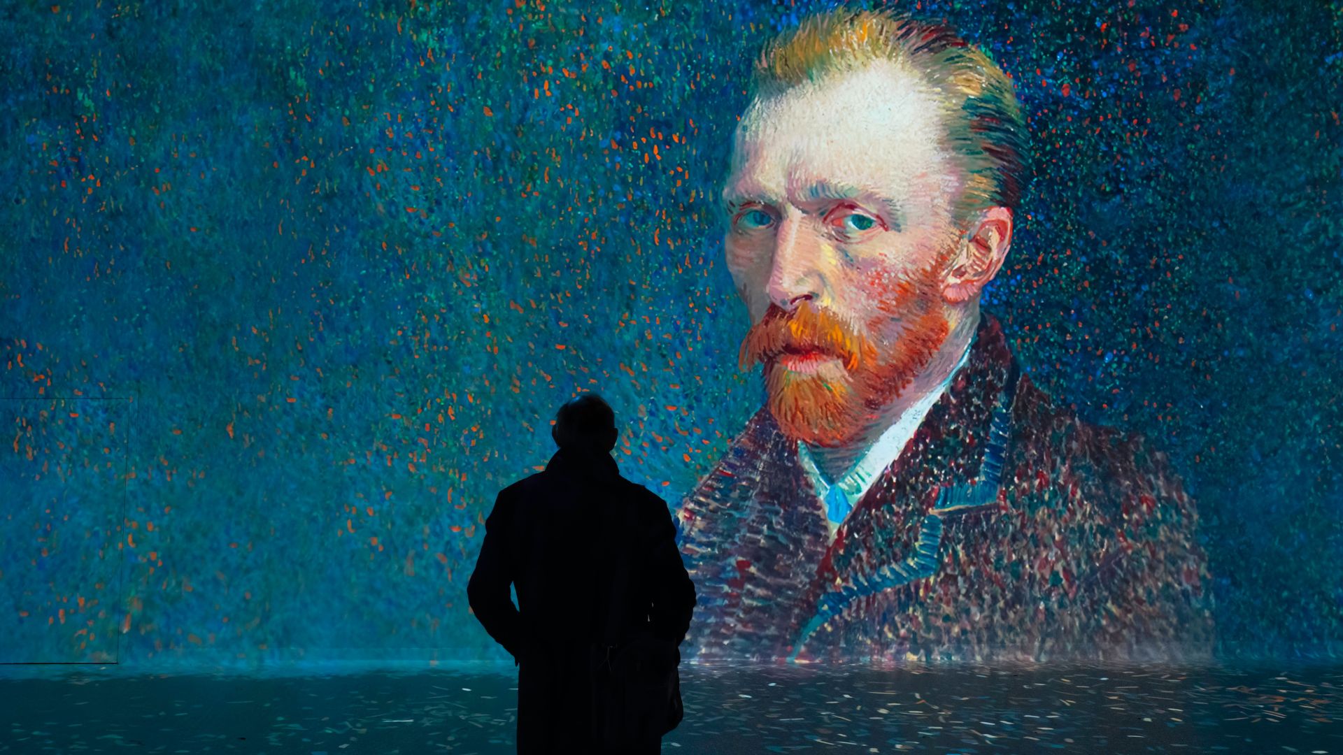 See Van Gogh’s Self Portrait come together at FRAMELESS. Image courtesy of FRAMELESS. Van Gogh’s Self Portrait as an immersive experience at FRAMELESS.