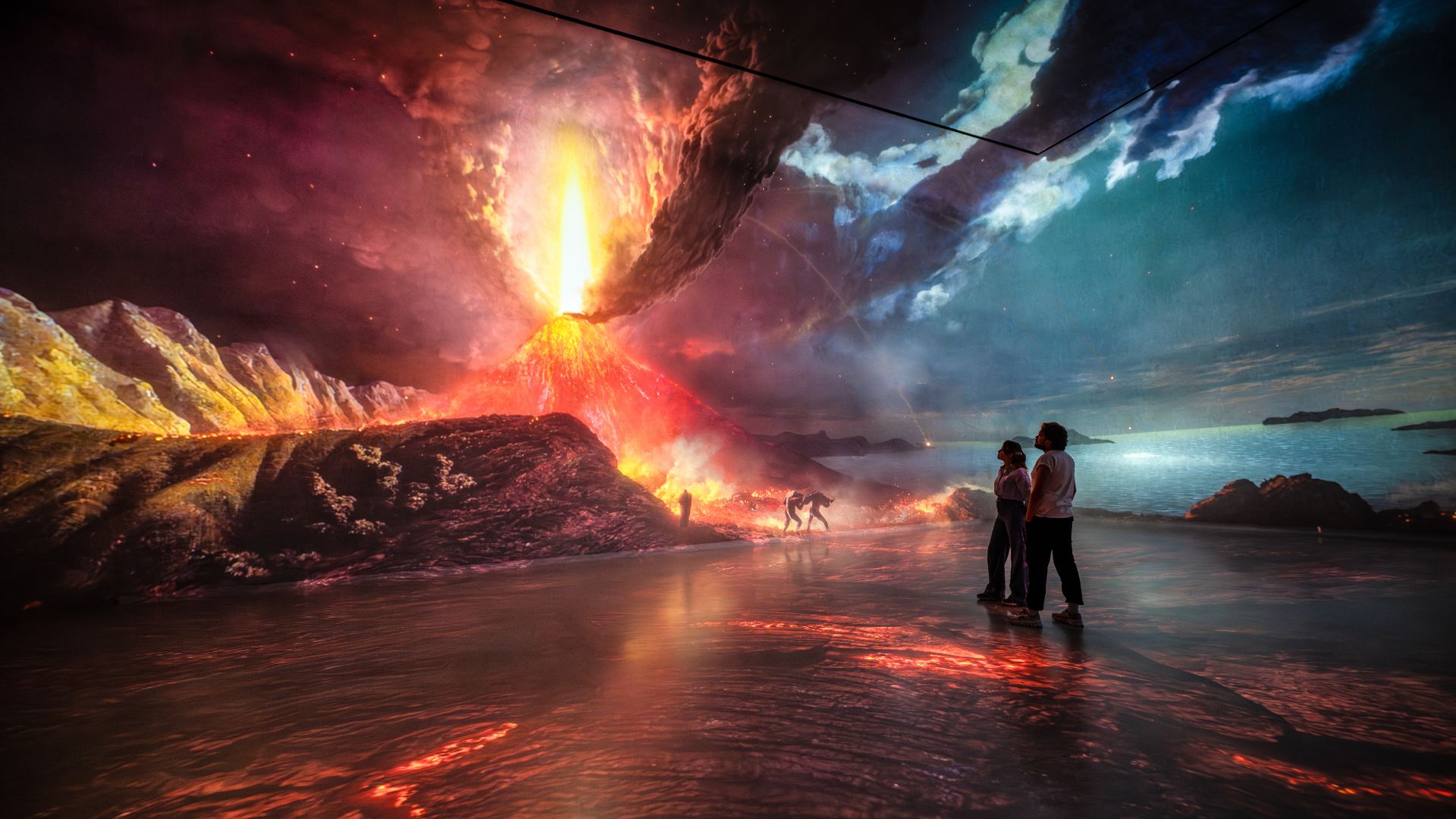 Witness Joseph Wright of Derby’s Vesuvius in Eruption at FRAMELESS. Image courtesy of FRAMELESS. Joseph Wright of Derby’s Vesuvius in Eruption as an immersive experience at FRAMELESS.