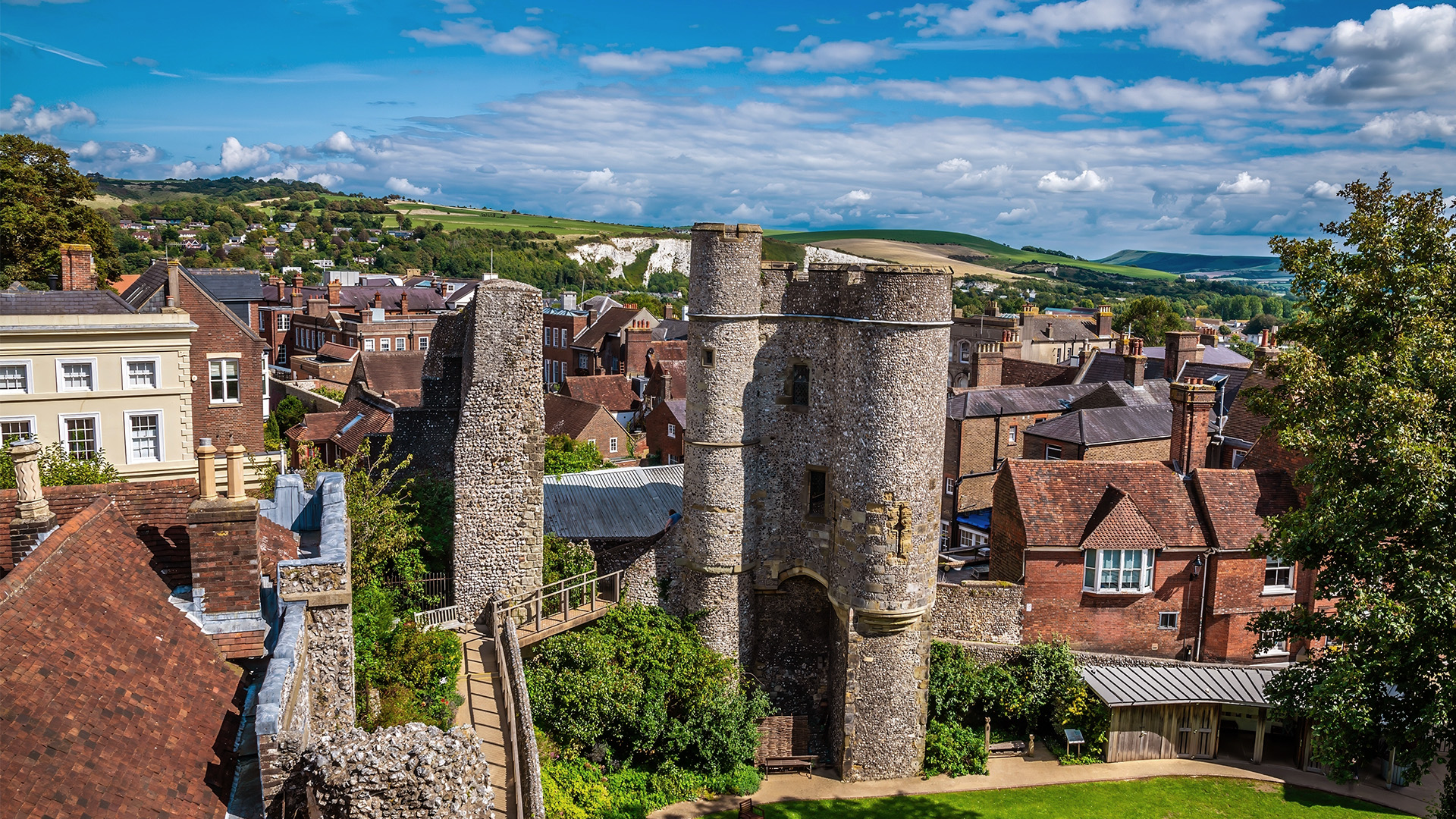 Lewes Castle pictured in summer