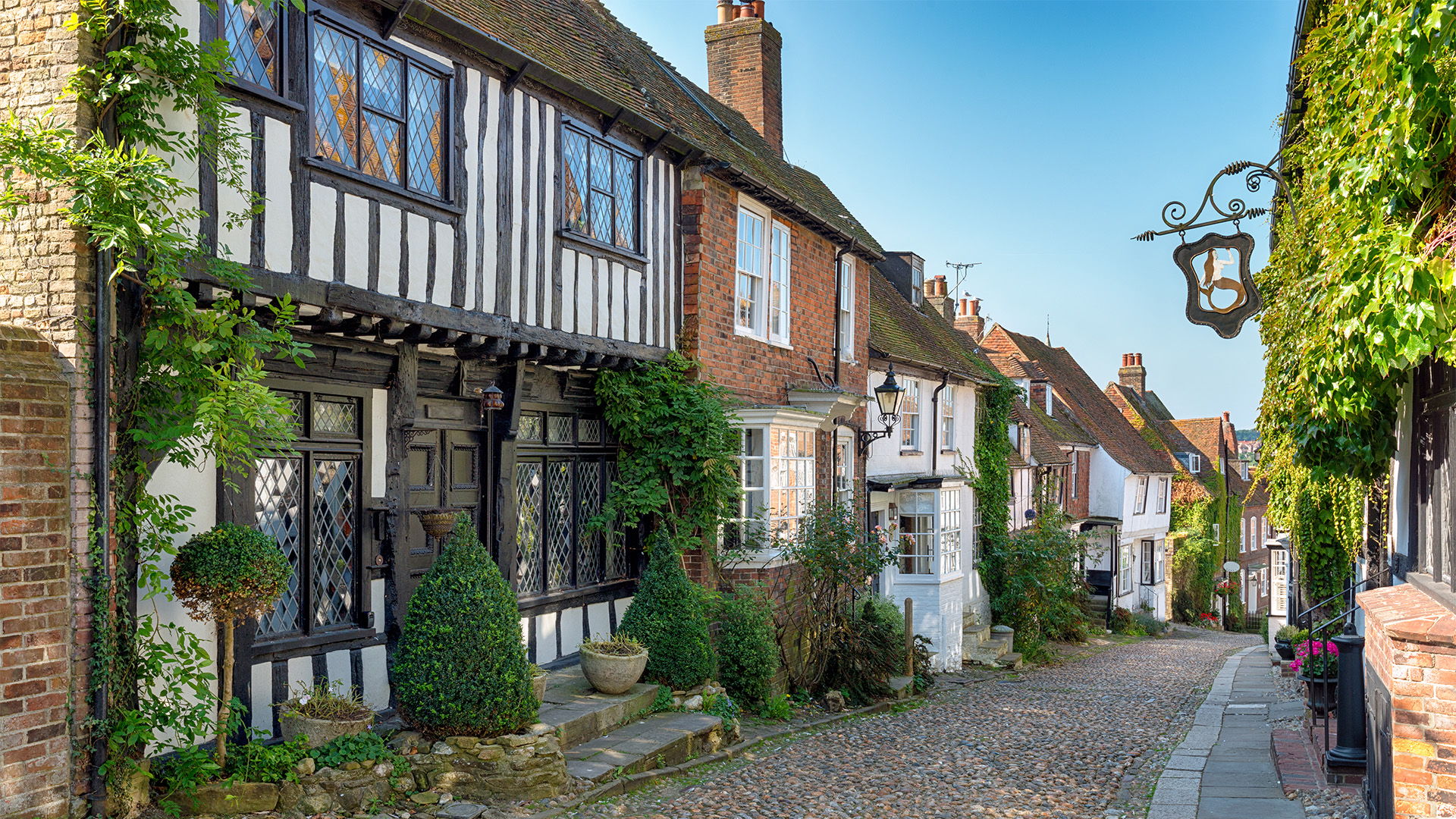 Cobbled Mermaid Street in Rye, East Sussex