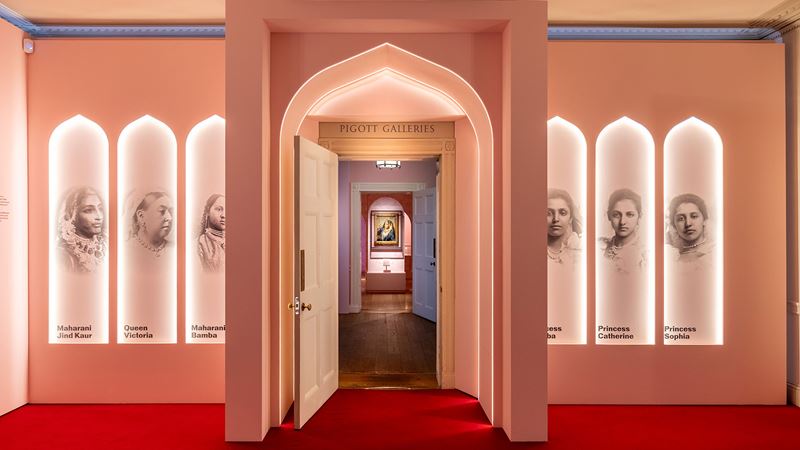 The Pigott Gallery at Kensington Palace, which looks like an Indian temple, is hosting an exhibition called 'The Last Princesses of Punjab', featuring pictures of the different women who are part of it.
