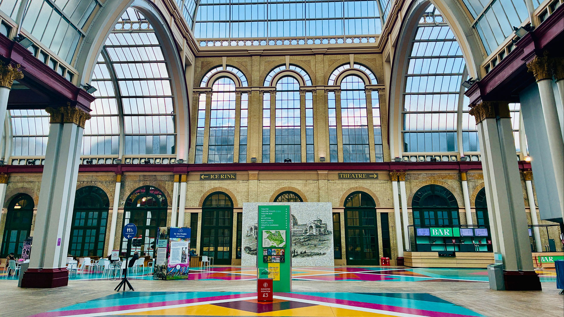 Combine your visit to Summit at Alexandra Palace with fun onsite activities and events © Chantal Welch. Image courtesy of Chantal Welch. The glass interior of Alexandra Palace on a sunny day