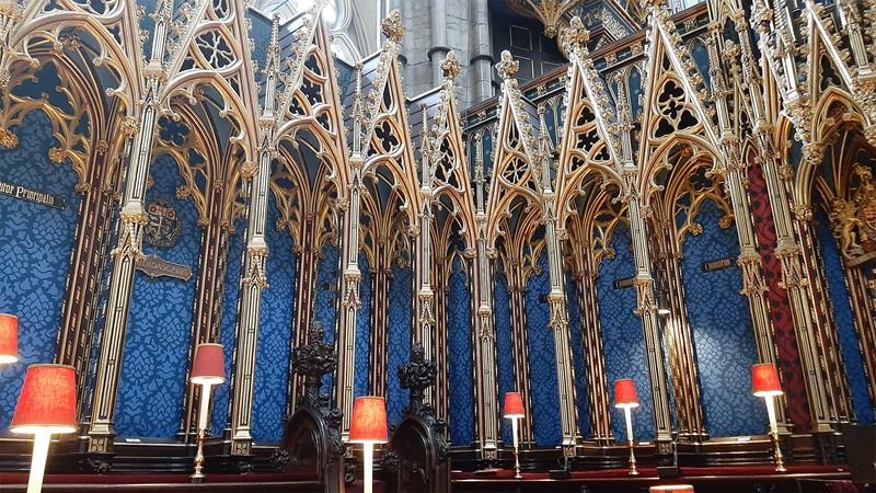 An image of The Quire stalls for the choral services at Westminster Abbey