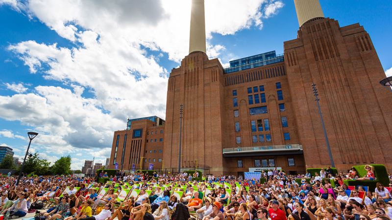 Battersea Power Station hosts many activities and events, including watching major sport tournaments on the big screen. Credit: Charlie Round Turner. Image courtesy of The Cast Agency.
