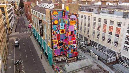 Colourful street art takes over the buildings of the city during the London Mural Festival. Credit: David Shillinglaw, Zetland House. Image courtesy of Global Street Art. Colourful street art takes over the buildings of the city during the London Mural Festival. Credit: David Shillinglaw, Zetland House. Image courtesy of Global Street Art.