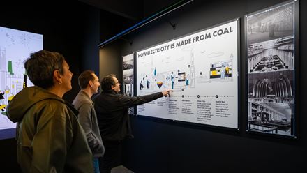Explore an illustrated wall that brings the construction of Battersea Power Station to life. © The Chimney Lift/Charlie Round Turner