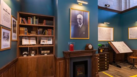 Step back in time with a visit to architect Sir Giles Gilbert Scott’s office at The Chimney Lift experience, Battersea Power Station. © The Chimney Lift/Charlie Round Turner