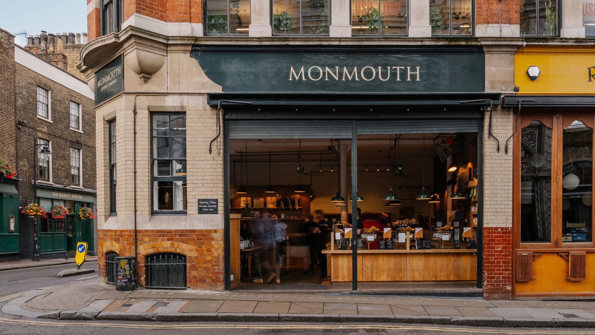 A photo of the exterior of the Monmouth Coffee Company Borough branch