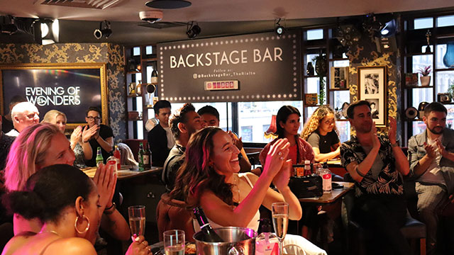 The Rialto Backstage Bar © Martine Rees. Image courtesy of Martin Rees. An audience applauding a show at The Rialto Backstage Bar
