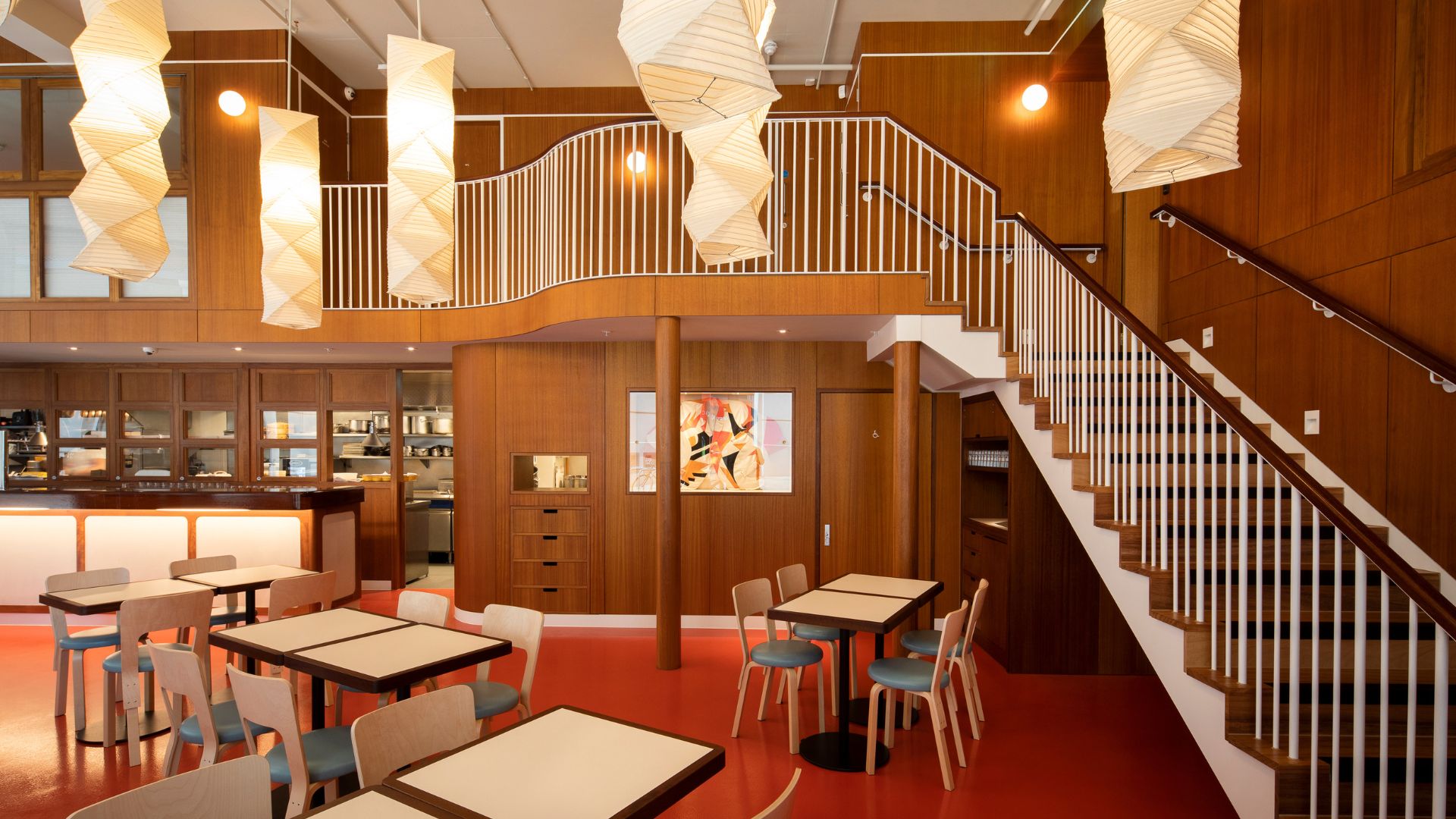 Make family mealtimes more fun at BAO, where little diners can tuck into their favourite dishes before taking the fun up a notch with private KTV. Image courtesy of Nancy Brownlow PR. A family-friendly dining space at BAO Battersea, with wood-panelled interiors, colourful seating and statement paper lanterns.
