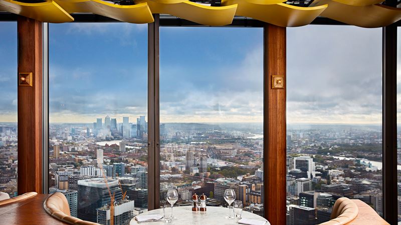 Views over the City of London from Duck & Waffle.