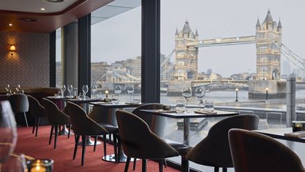 Book a table with sweeping views at Gaucho Tower Bridge. Credit and image courtesy of Gaucho.