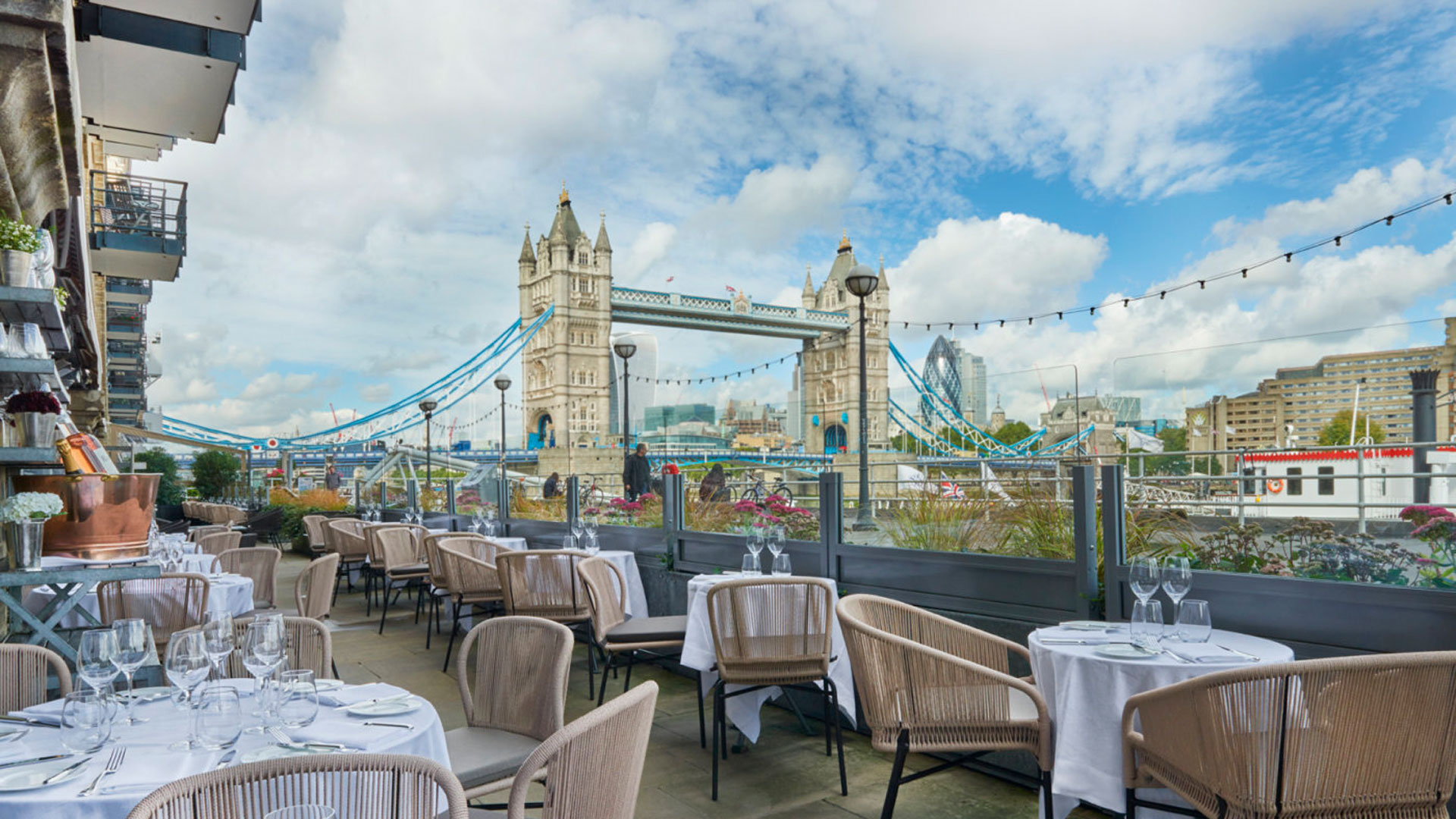 Views of Tower Bridge at Le Pont de la Tour.