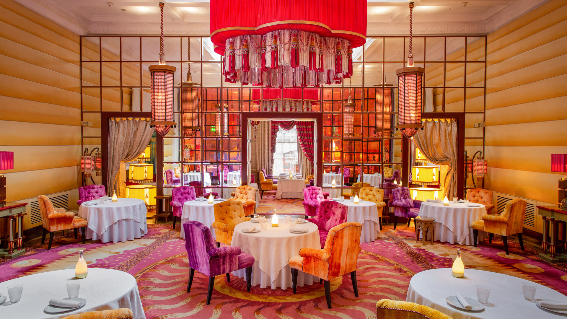 The Lecture Room and Library at Sketch is decorated in vibrant colours.
