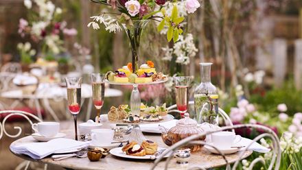 Afternoon tea at Petersham Nurseries. Credit: Andrew Montgomery. Image courtesy of Petersham Nurseries.