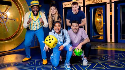 Complete escape room-style challenges and compete to win at Monopoly Lifesized. Image courtesy of Monopoly Lifesized.