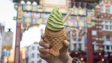 Taiyaki, a fish-shaped waffle filled with ice cream, from Bake. Image courtesy of Leyla Kazim.