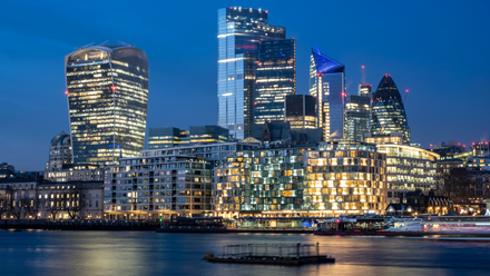 City of London skyline at night. Image courtesy of Shutterstock /MarkLG.