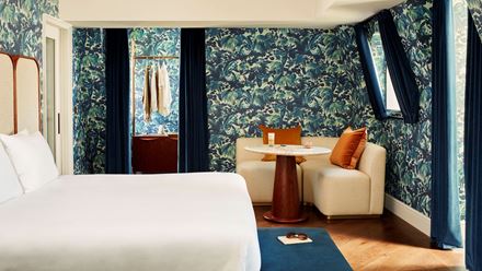 The Headliner Suite boasts stunning views of the London skyline including the Old Bailey and St Paul’s Cathedral. Credit: Hyde London City. Image courtesy of Hyde London City.