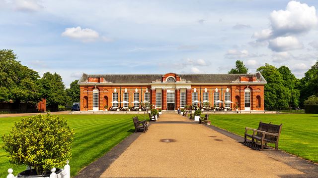 The exterior of the Orangery on a sunny day