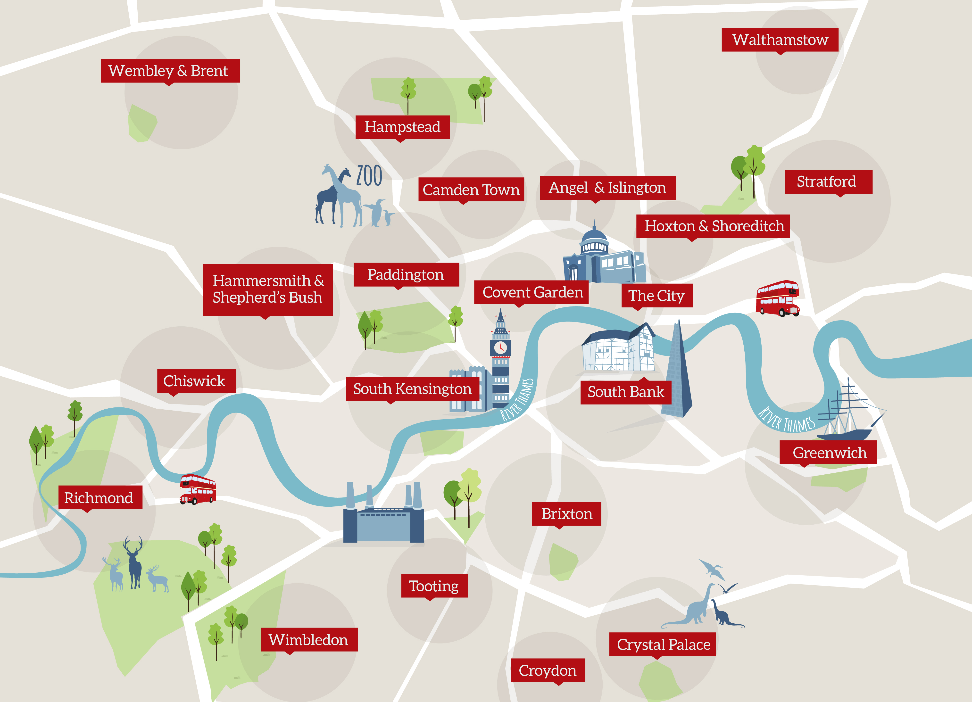 London areas map including outer boroughs