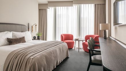Enjoy a luxury stay featuring sleek Scandinavian interiors and plenty of style. Credit: The Stratford, Autograph Collection. Image courtesy of The Stratford, Autograph Collection.