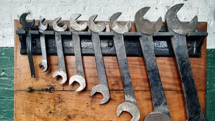 Tools on display at the museum. Credit: Markfield Beam Engine & Museum. Image courtesy of Markfield Beam Engine & Museum.