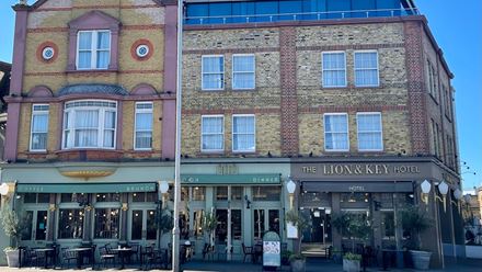 The hotel is located on a pretty street corner in Walthamstow. Credit: The Lion & Key Hotel. Image courtesy of The Lion & Key Hotel.