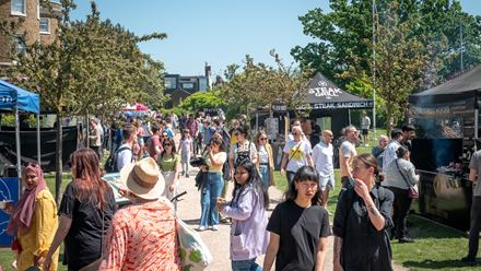 Peruse street-food stalls every weekend in Walthamstow. Credit: Lloyd Park Market. Image courtesy of Lloyd Park Market.
