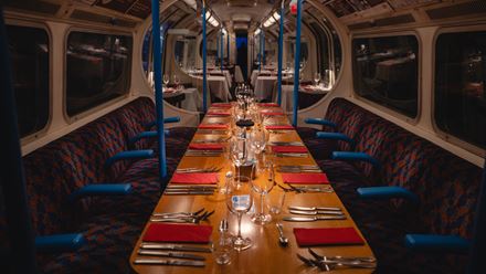 Enjoy eclectic Latin American food aboard a refurbished 1967 Tube carriage. Credit: Hannah Goldsmith. Image courtesy of Supperclub.Tube.