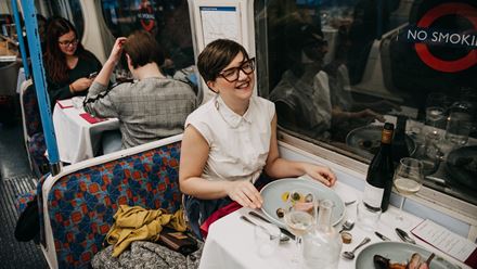 Hop aboard a vintage Tube carriage for a six-course culinary journey through Latin America. Credit: Jess Rose. Image courtesy of Supperclub.Tube.