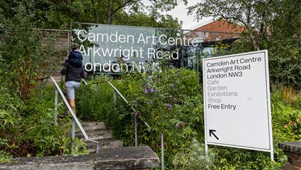 The entrance. Credit: Hydar Dewachi. Image Courtesy of Camden Art Centre.