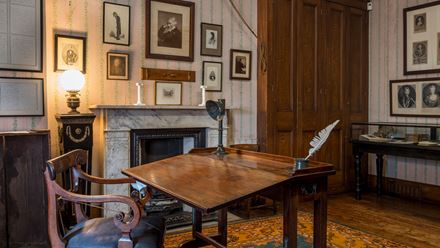 Attic study, writing desk. Credit: Chris Davies. Image courtesy of National Trust.