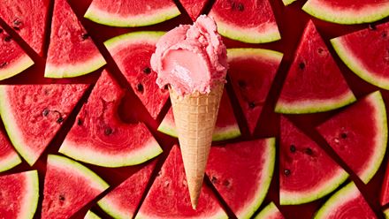 Watermelon ice cream. Credit: Steven Joyce. Image courtesy of Di Lupo.