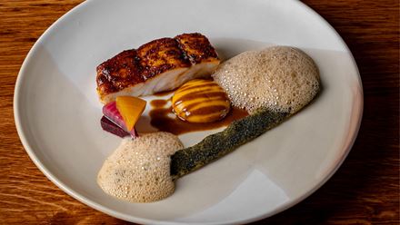 Turbot & egusi miso. Credit: Justin De Souza. Image courtesy of Lotus Land Agency.