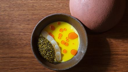 Mussel custard, saffron and caviar. Credit: Irina Boersma. Image courtesy of Lotus Land Agency.