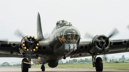 A restored historic bomber aircraft on display at IWM Duxford. Image courtesy of Golden Tours.