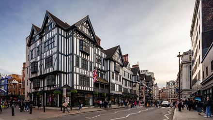 The outside of Liberty London. Credit: visitlondon.com/Jon Reid