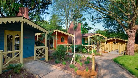Four London Zoo lodges. Credit: London Zoo. Image courtesy of London Zoo.