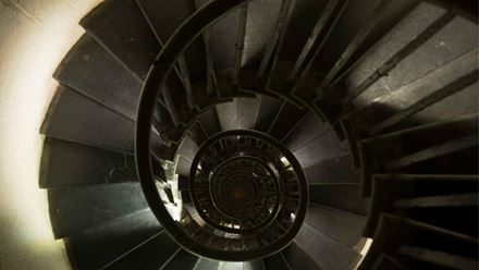The spiral staircase inside The Monument. Image courtesy of City of London.