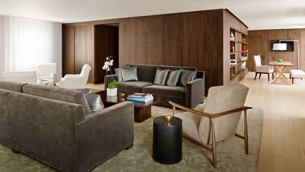The living room in the Penthouse suite. Credit: Nikolas Koenig. Image courtesy of Purple.