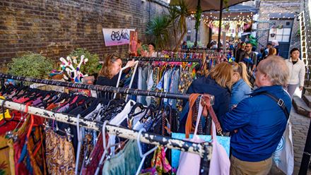 Sunday is the best day to visit, as the whole high street becomes pedestrianised and packed with stalls selling vintage clothes, street food and unique trinkets. Credit: Mo Wu. Image courtesy of Shutterstock.