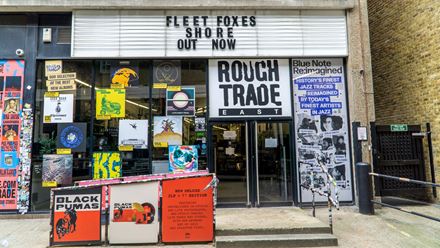 Dig for rare vinyls and CDs at Rough Trade East, which also doubles as a live performance hub for cool, iconic talent. Credit: cktravels.com. Image courtesy of Shutterstock.