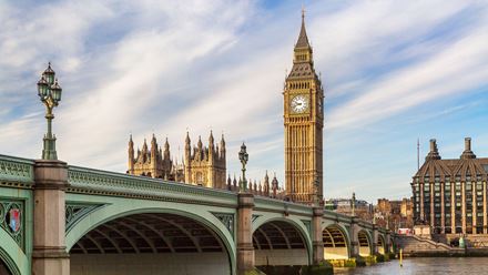 A view of Big Ben and Westminster Bridge  from the riverside. Image courtesy of Shutterstock.