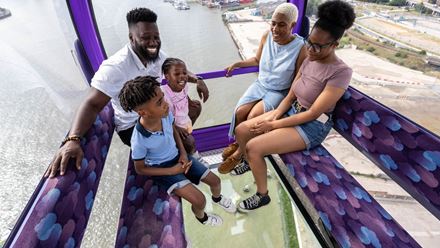 Take in the London skyline from the London Cable Car, now with a glass floor installed for a thrilling experience. Image courtesy of Golden Tours.