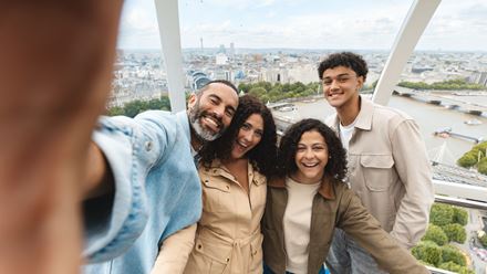 Snap a selfie with spectacular views across the river Thames and London skyline from the London Eye. Image courtesy of Merlin.